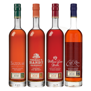 Buffalo Trace 2021 Full Lineup Collection Bundle featuring a variety of premium spirits including bourbon, whiskey, and other aged spirits in a decorative package