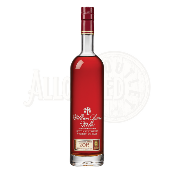 William Larue Weller 2015, a premium bourbon whiskey with rich caramel and vanilla flavors aged in oak barrels